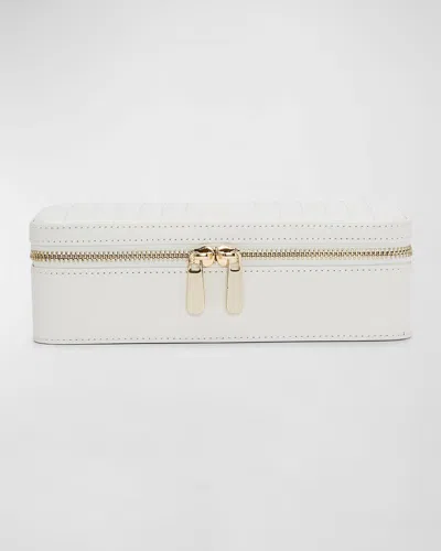 Wolf Maria Rectangle Quilted Zip Jewelry Case In White