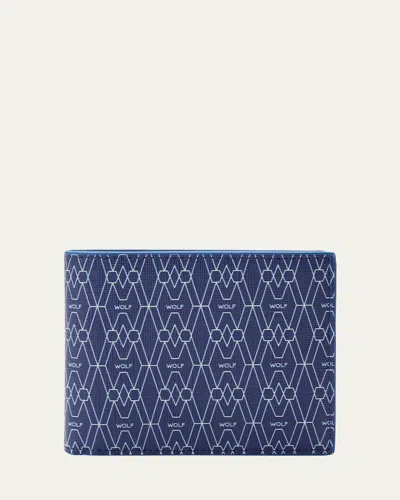 Wolf Men's Signature Billfold And Coin In Blue