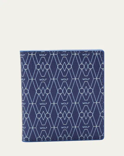 Wolf Men's Signature Id Card Case In Blue