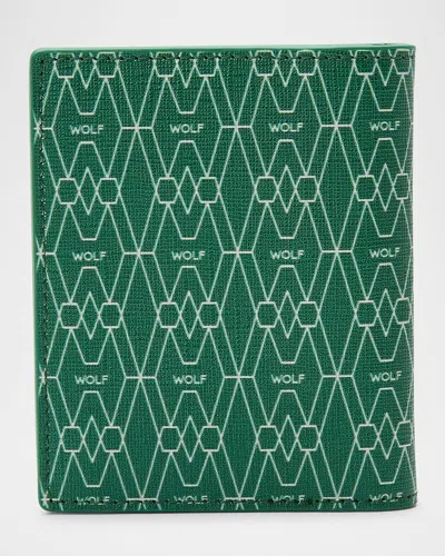 Wolf Men's Signature Id Card Case In Green
