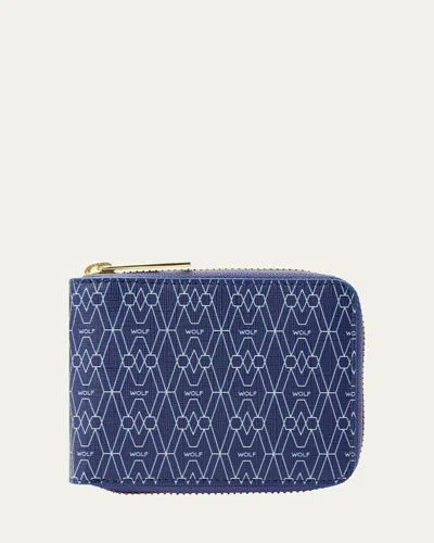 Wolf Men's Signature Zip Wallet In Blue