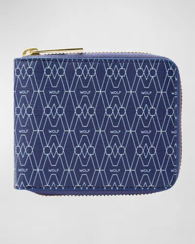 Wolf Men's Signature Zip Wallet In Blue