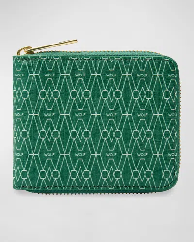 Wolf Men's Signature Zip Wallet In Green