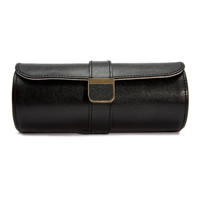 Wolf Palermo Double Watch Roll With Jewelry Pouch In Black