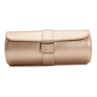 Wolf Palermo Double Watch Roll With Jewelry Pouch In Gold