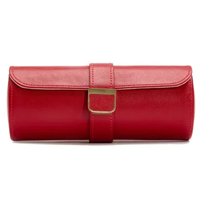 Wolf Palermo Double Watch Roll With Jewelry Pouch In Red