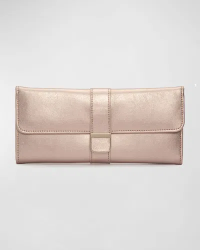Wolf 1834 Palermo Leather Jewelry Roll In Rose Gold