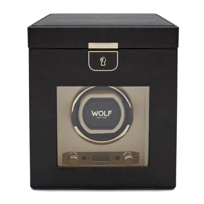 Wolf Palermo Single Watch Winder With Jewelry Storage In Black