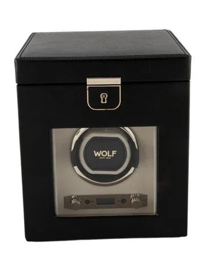 Pre-owned Wolf Palermo Single Watch Winder With Jewelry Storage In Black
