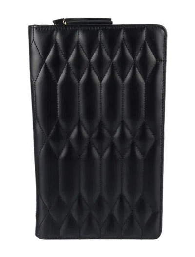Pre-owned Wolf Quilted Leather Jewelry Portfolio Case In Black