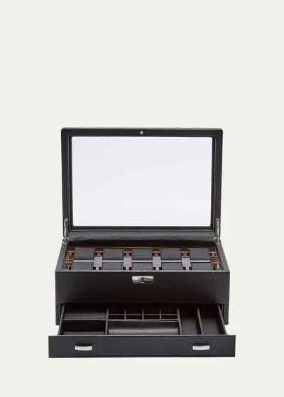 Wolf Roadster 10-piece Watch Box With Drawer In Black