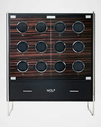 Wolf Roadster 12-piece Watch Winder Cabinet In Black