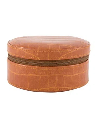 Pre-owned Wolf Round Zip Jewel Case In Brown