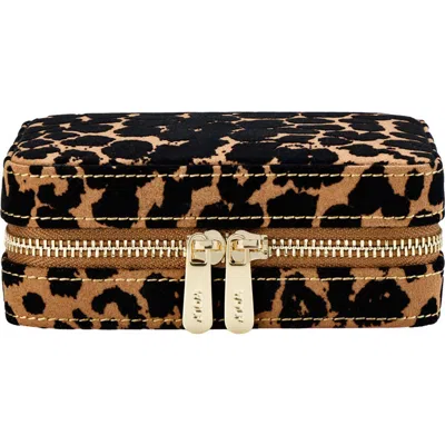 Wolf Savanna Leopard Print Jewelry Zip Case In Multi