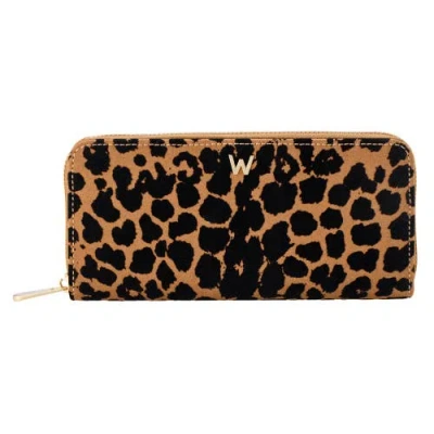 Wolf Savanna Leopard Print Long Zip Wallet In Multi