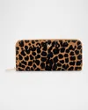 Wolf Savanna Leopard Print Long Zip Wallet In Multi