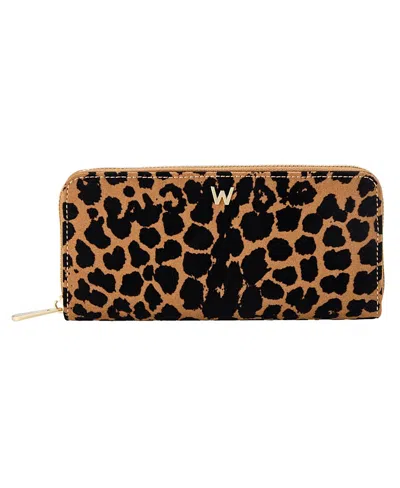 WOLF SAVANNA LEOPARD PRINT LONG ZIP WALLET