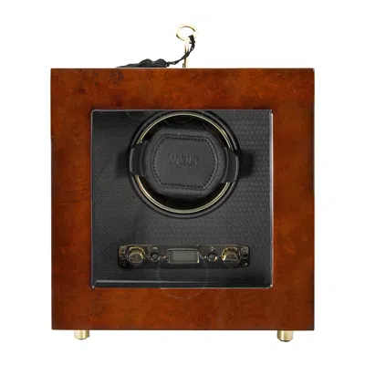 Wolf Savoy Burlwood Single Watch Winder With Cover 454410 In Brown