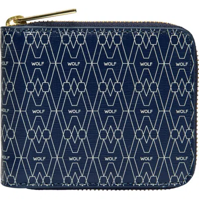 Wolf Signature Zip Wallet In Signature Blue