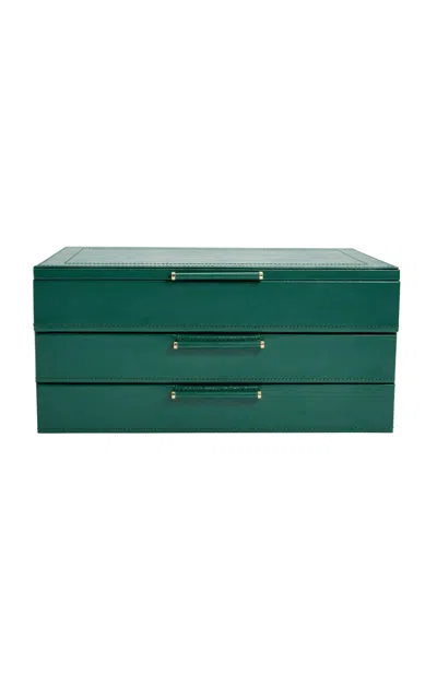 Wolf Sophia Leather Jewelry Box In Green