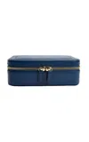 Wolf Sophia Leather Travel Case In Blue