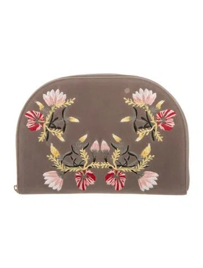 Pre-owned Wolf Suede Cosmetic Bag In Gray