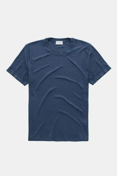 Wolf Vs. Goat (wvg) Heavyweight Viscose Interlock Short Sleeve Crew Navy In Blue