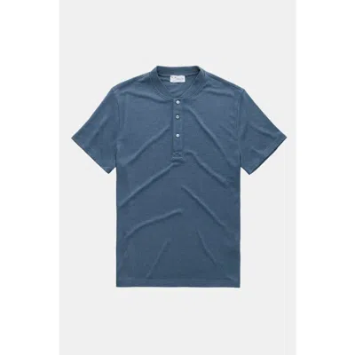 Wolf Vs. Goat (wvg) Henley Short Sleeve Viscose Interlock Navy In Blue