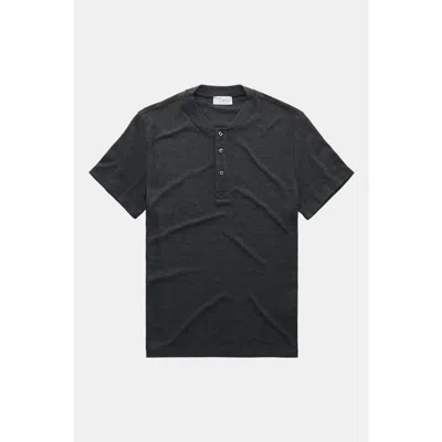 Wolf Vs. Goat (wvg) Henley Short Sleeve Viscose Interlock Navy In Gray