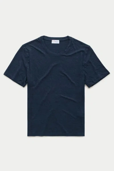 Wolf Vs. Goat (wvg) Short Sleeve Linen Crew Neck Tee In Blue