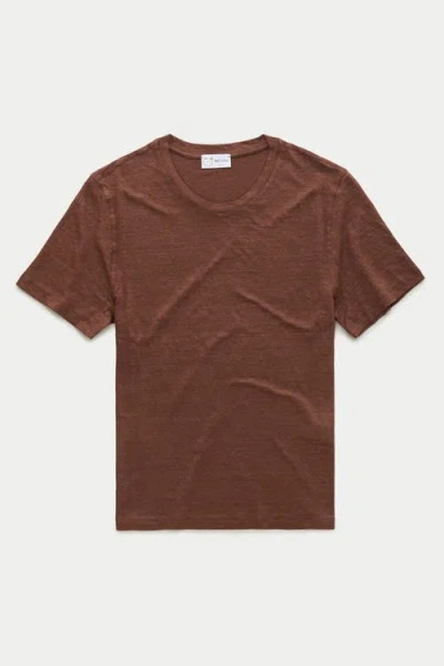 Wolf Vs. Goat (wvg) Short Sleeve Linen Crew Neck Tee In Brown