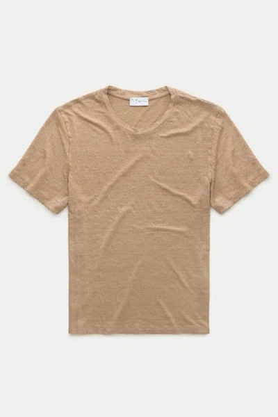 Wolf Vs. Goat (wvg) Short Sleeve Linen Crew Neck Tee In Brown