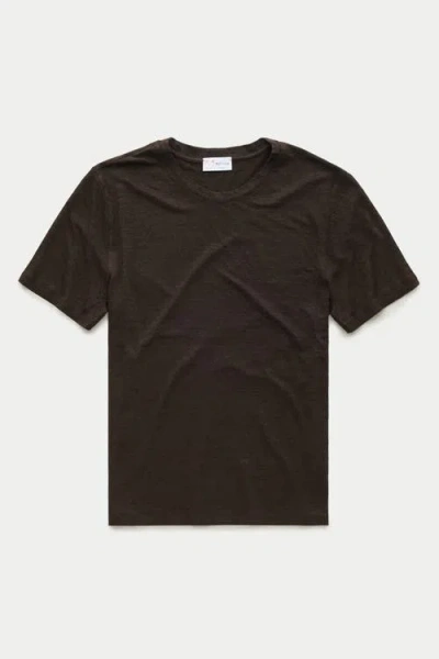 Wolf Vs. Goat (wvg) Short Sleeve Linen Crew Neck Tee In Brown