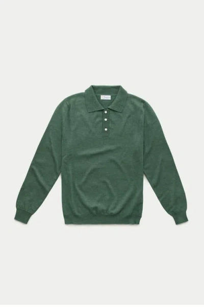 Wolf Vs. Goat (wvg) Wool Knitted Long Sleeve Polo In Green