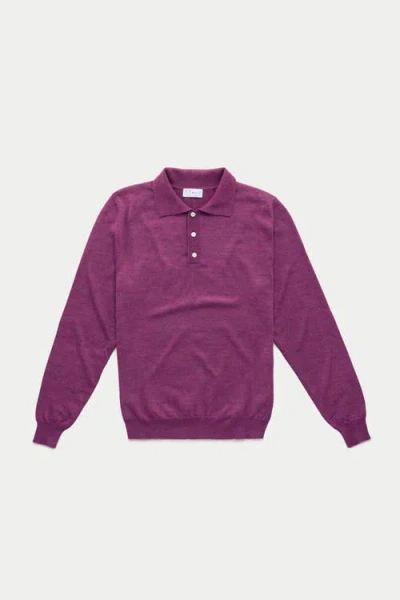 Wolf Vs. Goat (wvg) Wool Knitted Long Sleeve Polo In Purple