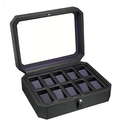 Wolf Windsor Ten Piece Black/purple Watch Box 458403