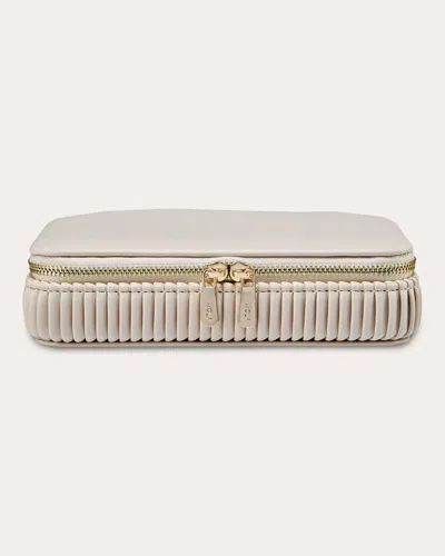 Wolf Women's Bella Pleated Zip Jewelry Case In White