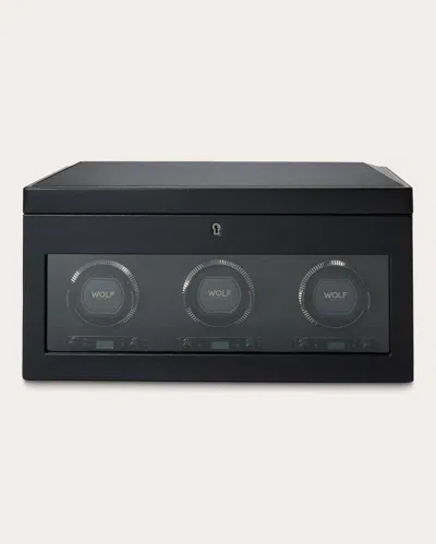 Wolf Women's British Racing Triple Watch Winder Storage Case In Black