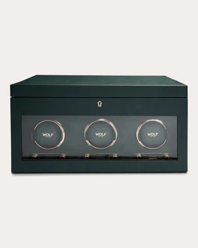 Wolf Women's British Racing Triple Watch Winder Storage Case In Green