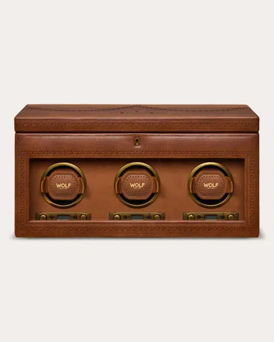 Wolf Women's Brogue Triple Watch Winder In Brown