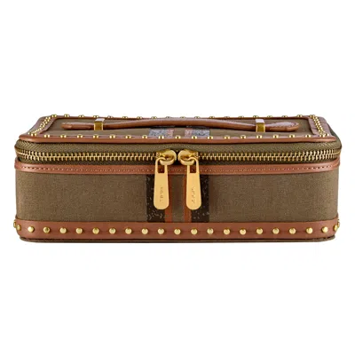 Wolf Women's Green / Brown Ida Travel Zip Jewellery Case -  Khaki In Multi