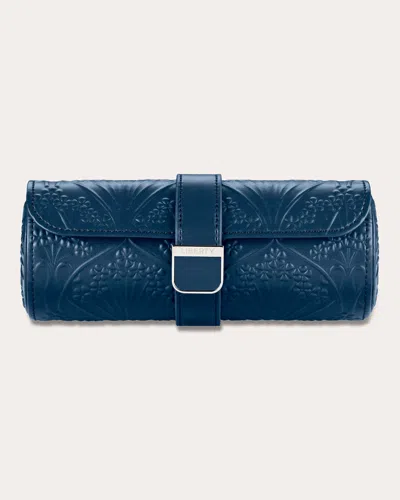 Wolf Women's Liberty Embossed Triple Watch Roll In Blue