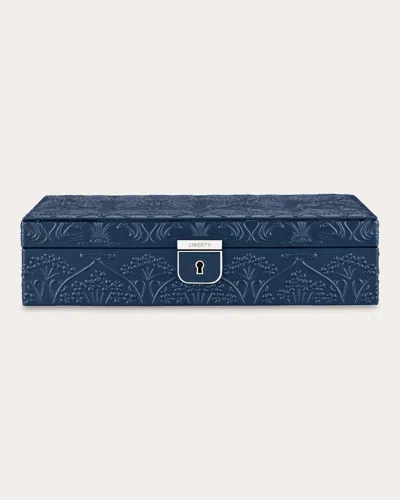 Wolf Women's Liberty Medium Embossed Jewelry Box In Blue