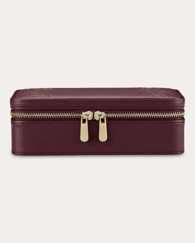 Wolf Women's Liberty Medium Zip Embossed Jewelry Case In Red