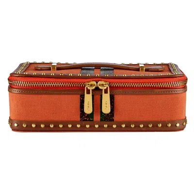 Wolf Women's Orange / Brown Ida Travel Zip Jewellery Case - Orange In Multi