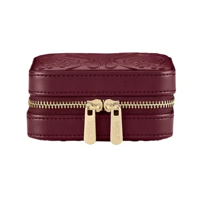 Wolf Women's Red Liberty Small Travel Jewellery Zip Case - Burgundy