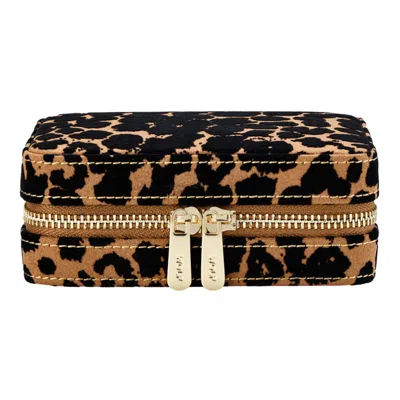 Wolf Women's Savanna Leopard Print Jewellery Zip Case In Brown