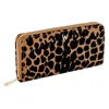 Wolf Savanna Leopard Print Long Zip Wallet In Multi
