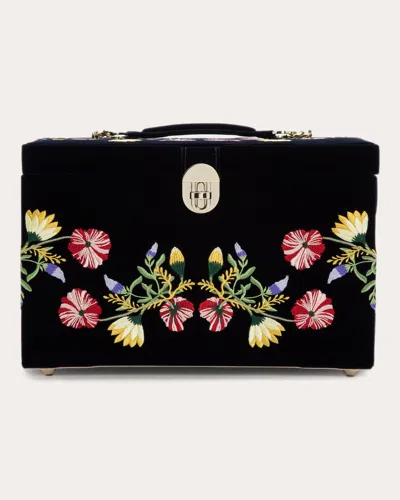 Wolf Women's Zoe Embroidered Velvet Large Jewelry Box In Blue