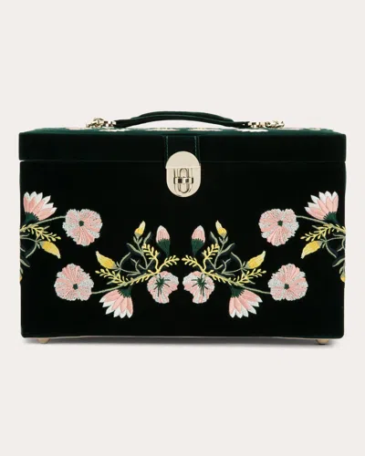 Wolf Women's Zoe Embroidered Velvet Large Jewelry Box In Green
